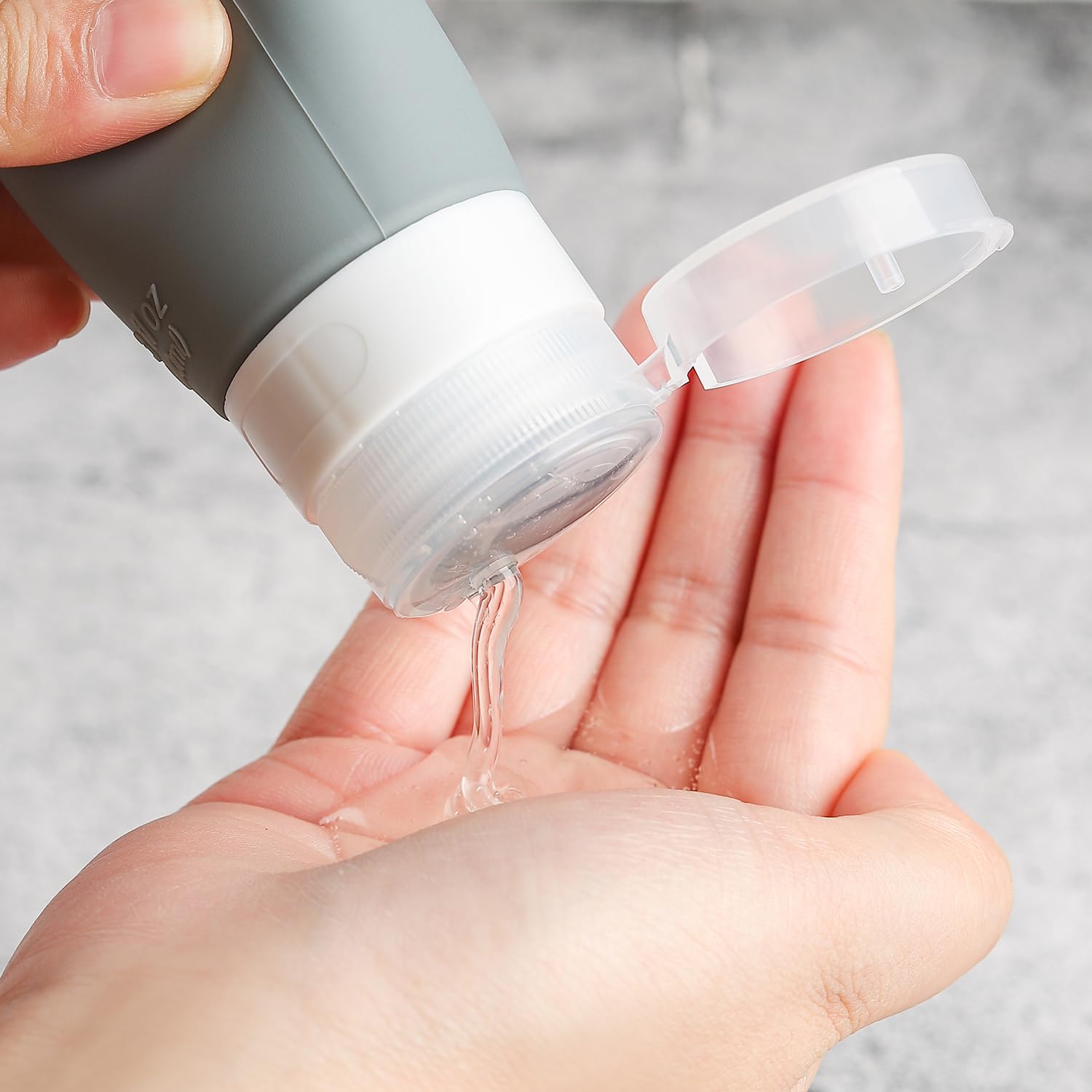 DEPOZA transparent makeup bag stores bottles neatly.