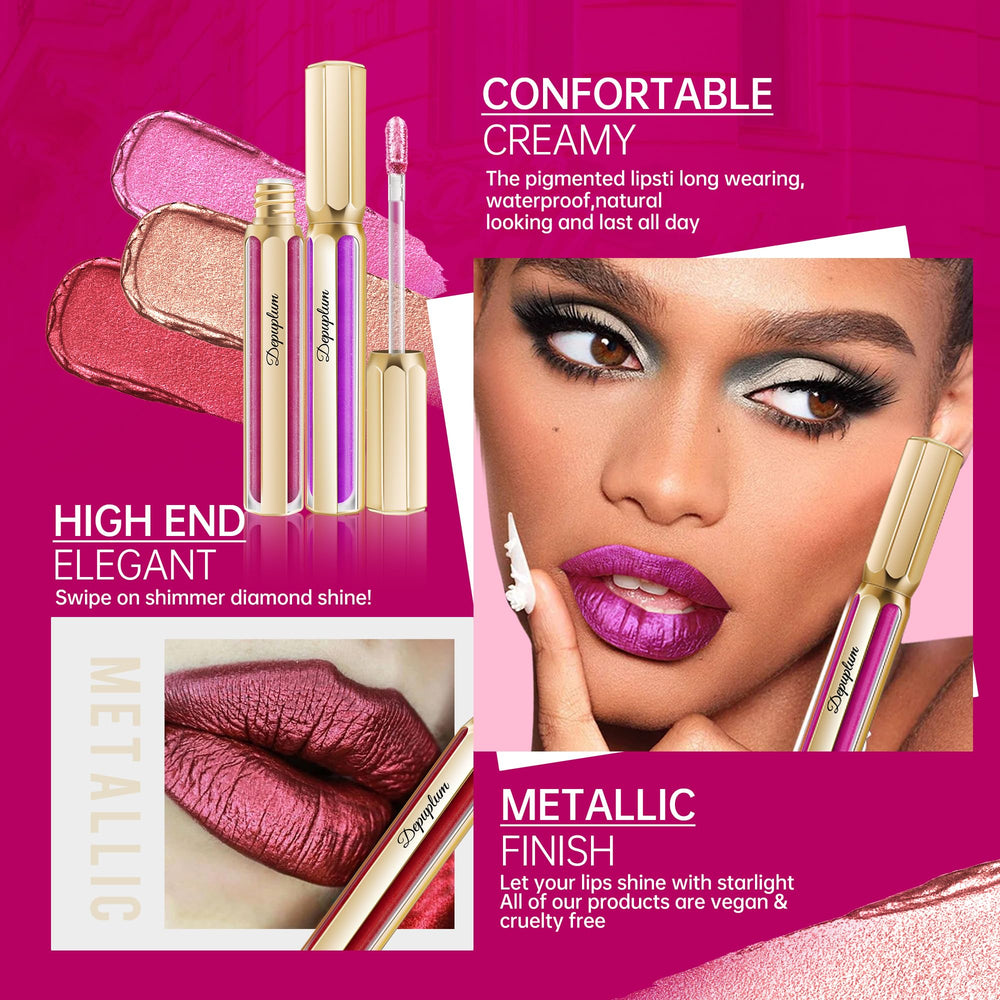 Close-up of Depuplum Burgundy lipstick showing silky, hydrating texture.