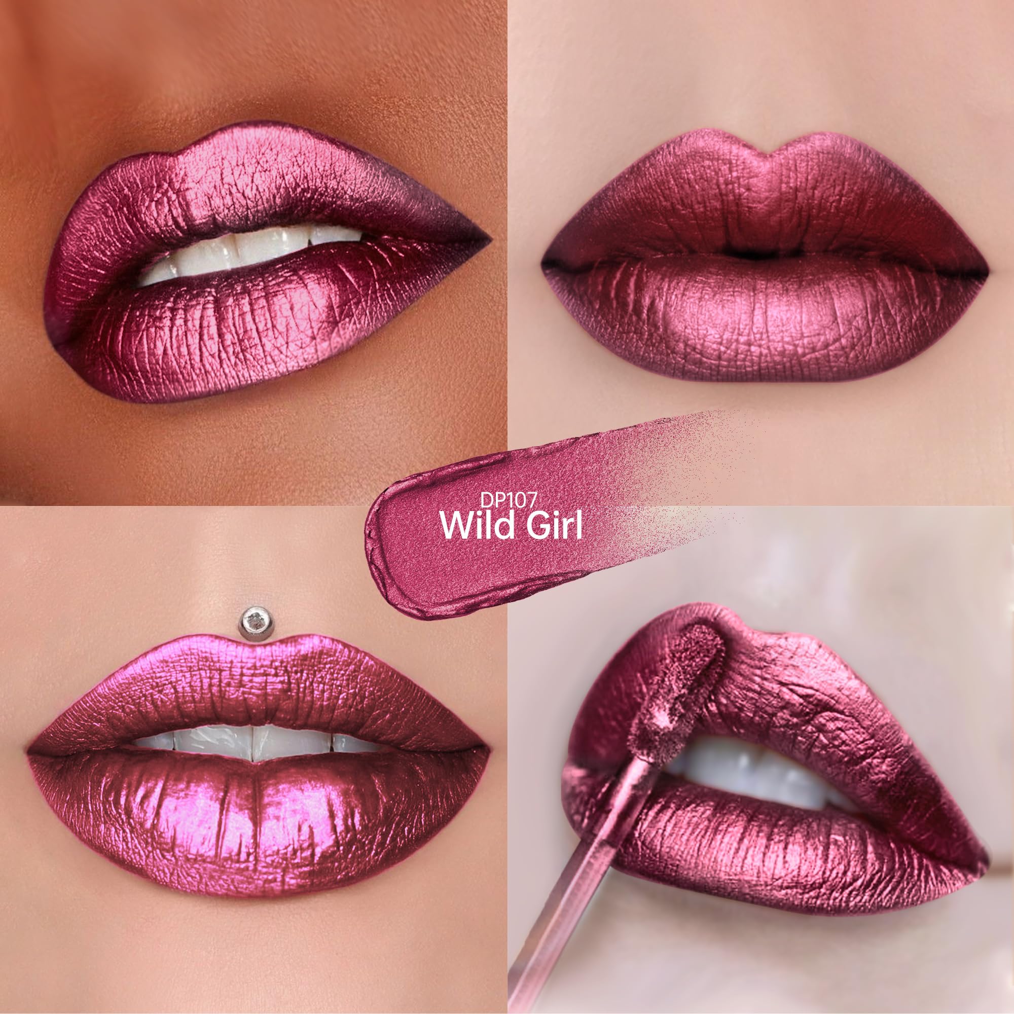 Close-up of Depuplum Burgundy lipstick on lips shows silky, lightweight color.
