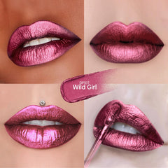 Close-up of Depuplum Burgundy lipstick on lips shows silky, lightweight color.