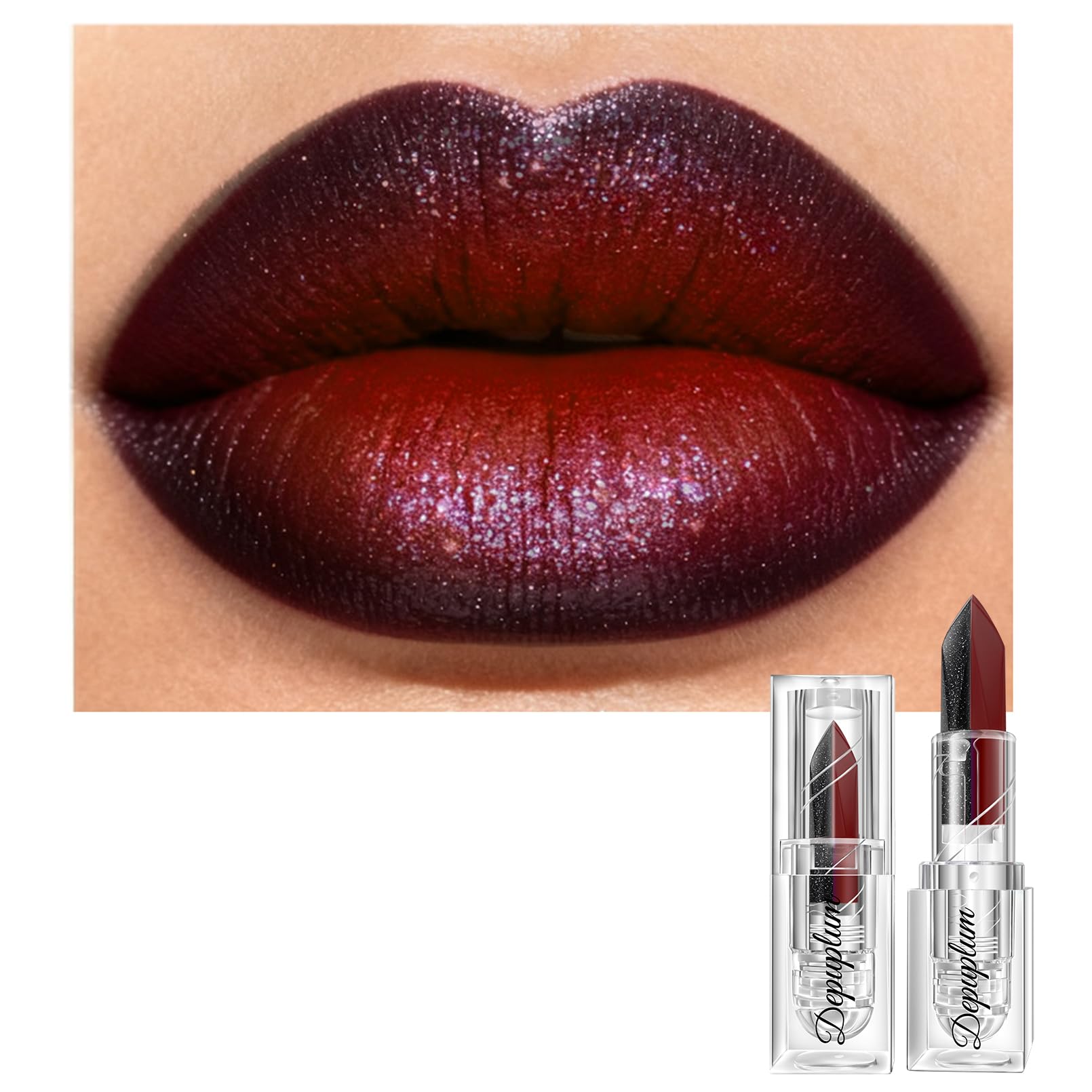 Depuplum 2 en 1 labial negro brillo para look audaz y duradero