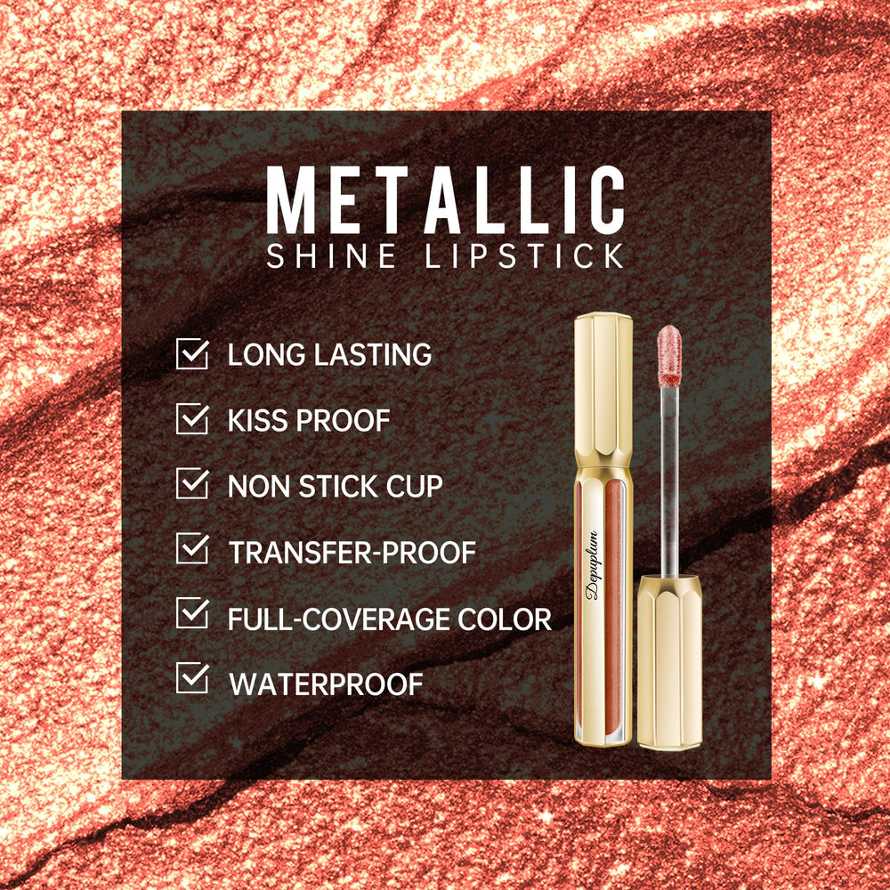 Depuplum DP103 lipstick demonstrates waterproof, smudge-proof wear on lips.
