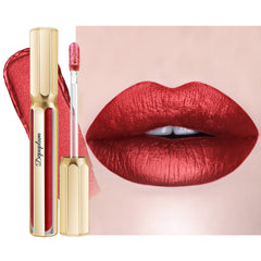 Depuplum Impassion metallic lipstick swatch with bold shimmer and lasting color.