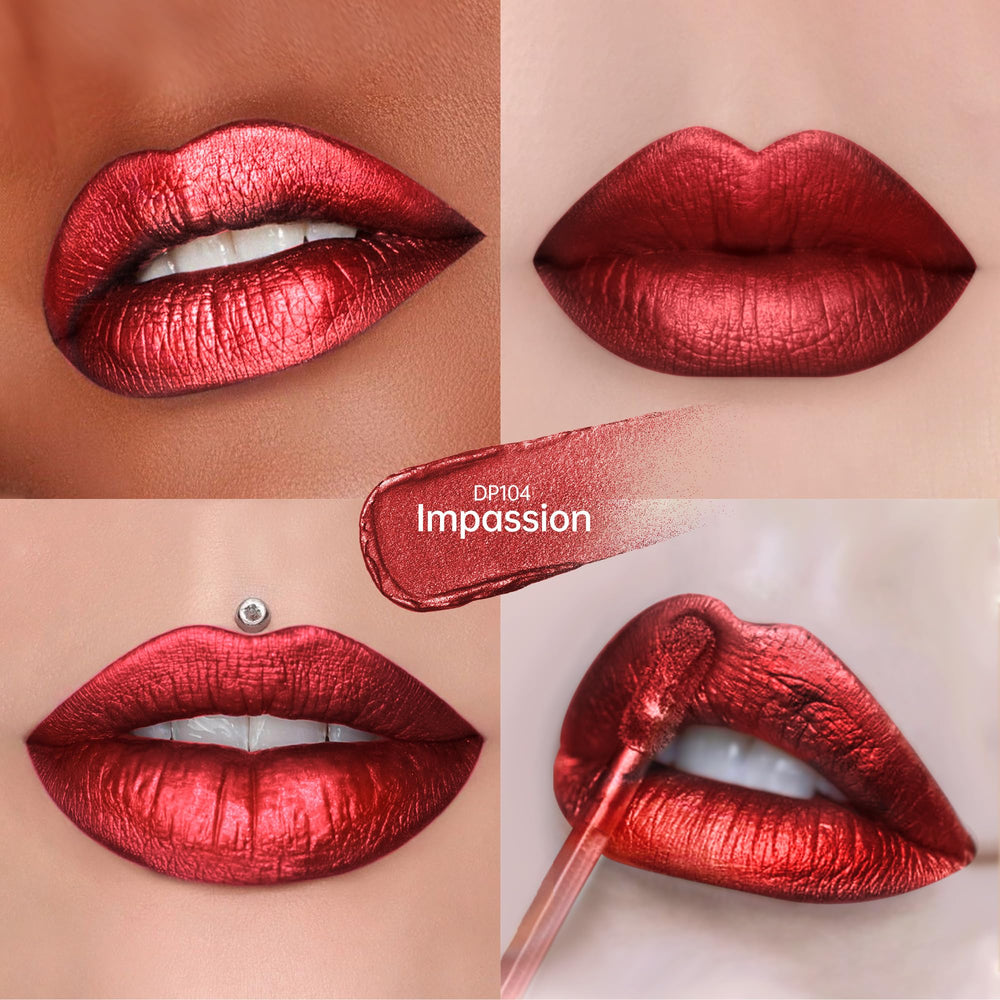 Depuplum Impassion wet-look lipgloss demonstrating waterproof, smudge-proof wear.