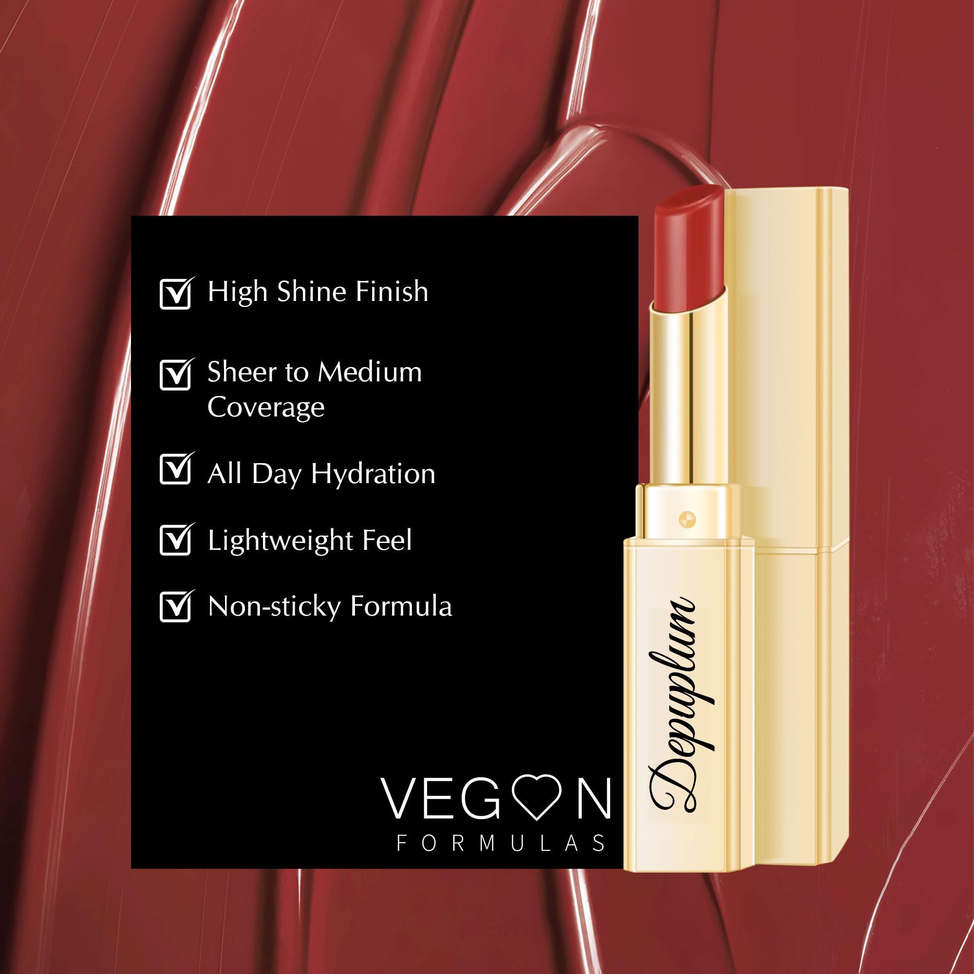Depuplum Barra de Labios Rojo Frambuesa, tono versátil para neutro, rosado y rojo.