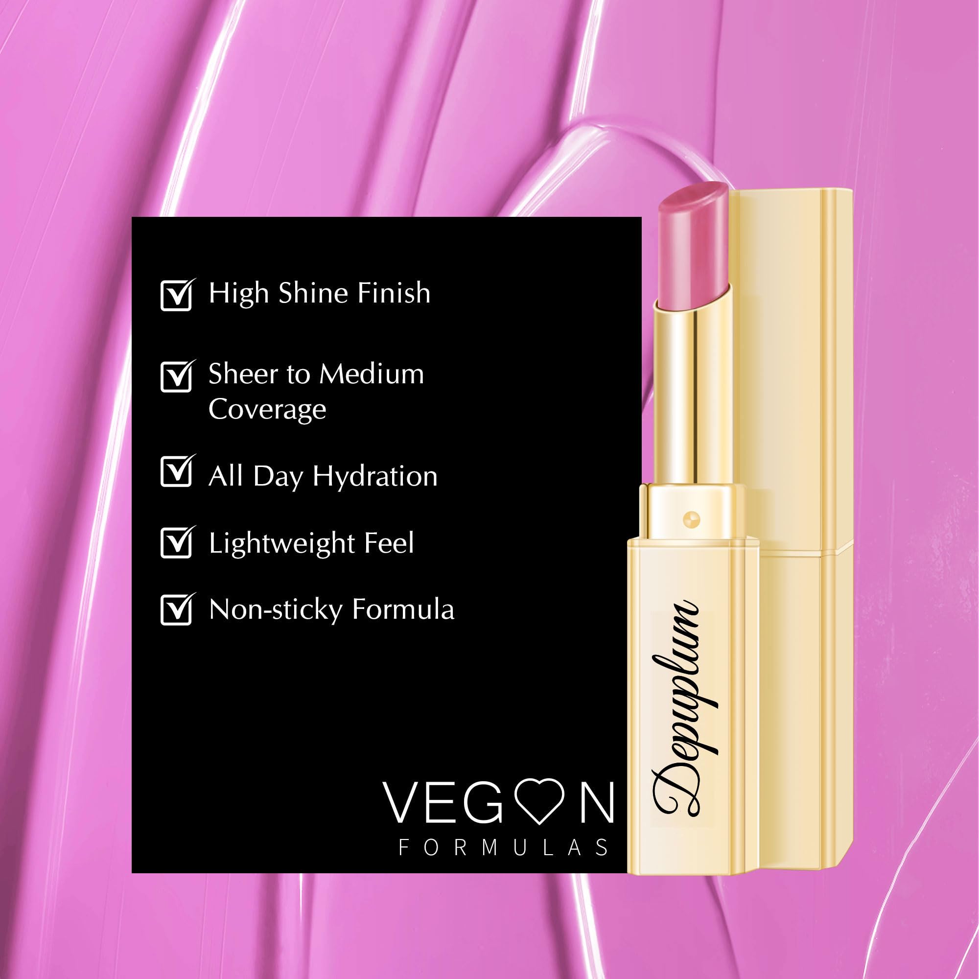 Depuplum soft-sheen lip gloss for a smooth shine.