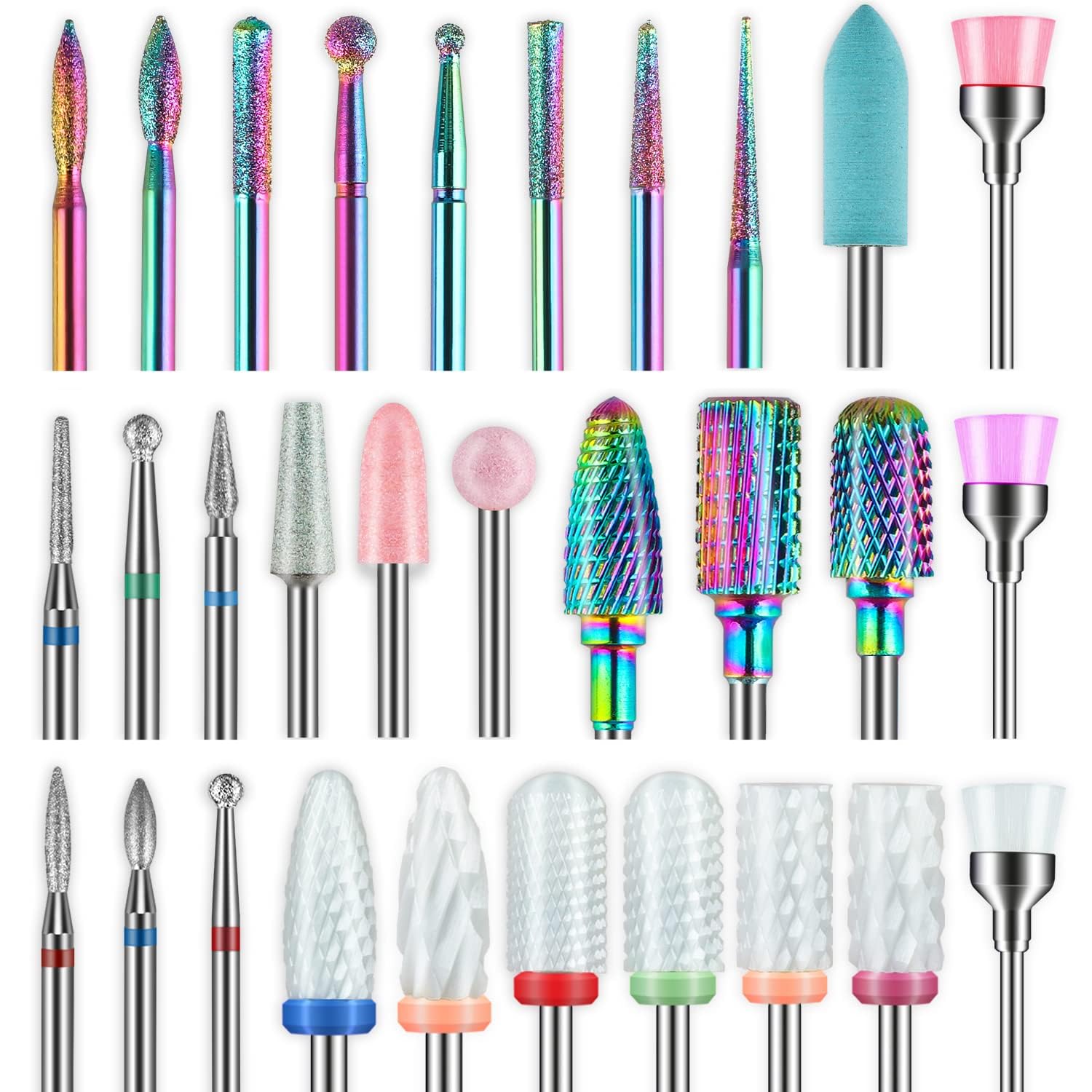 Depvko 30pcs nail drill bits set in a case for easy home use