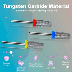 Depvko 3Pcs carbide 5-in-1 nail drill bit set extra-fine for gentle removal