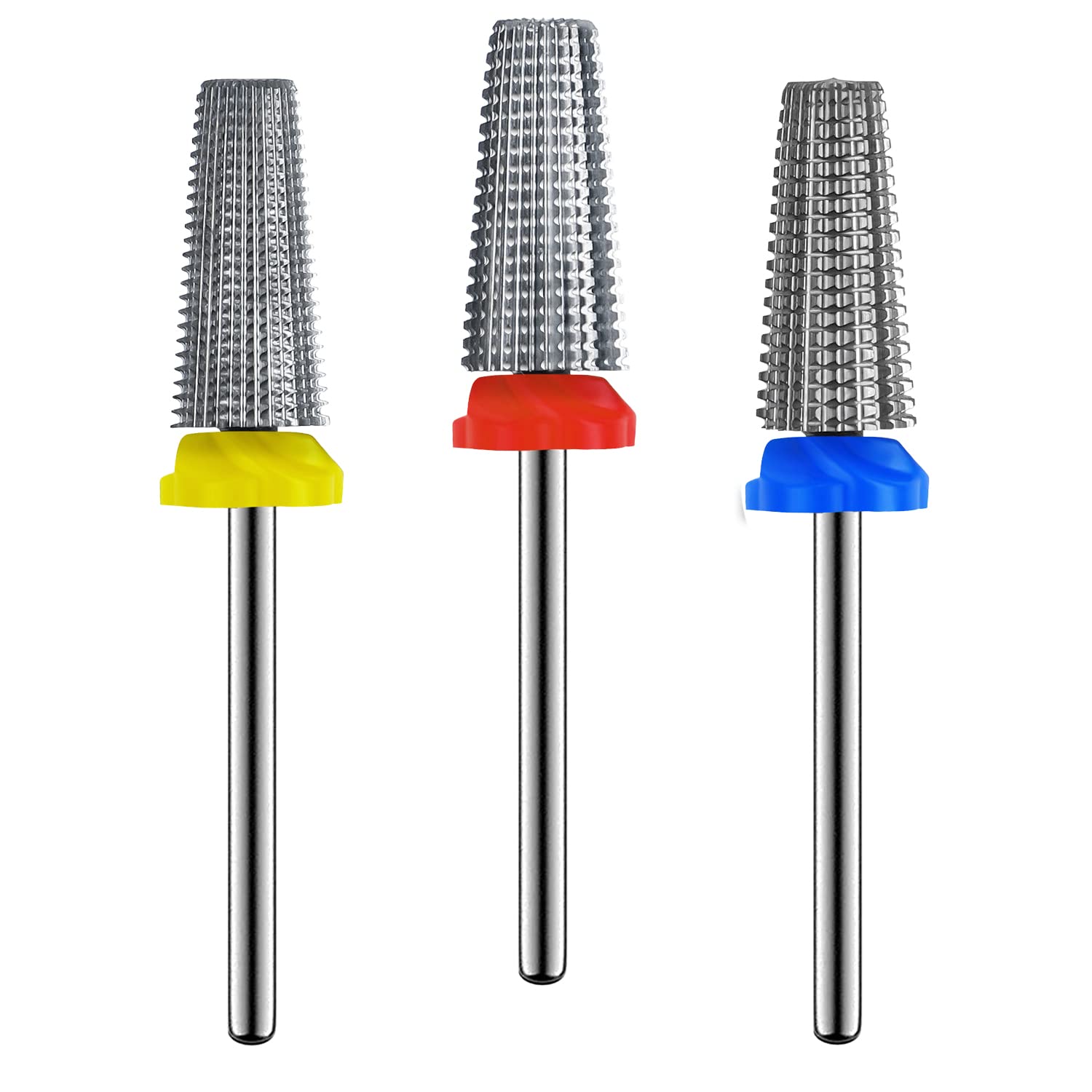 Depvko 3Pcs carbide 5-in-1 nail drill bit set with a fine tip for precise shaping
