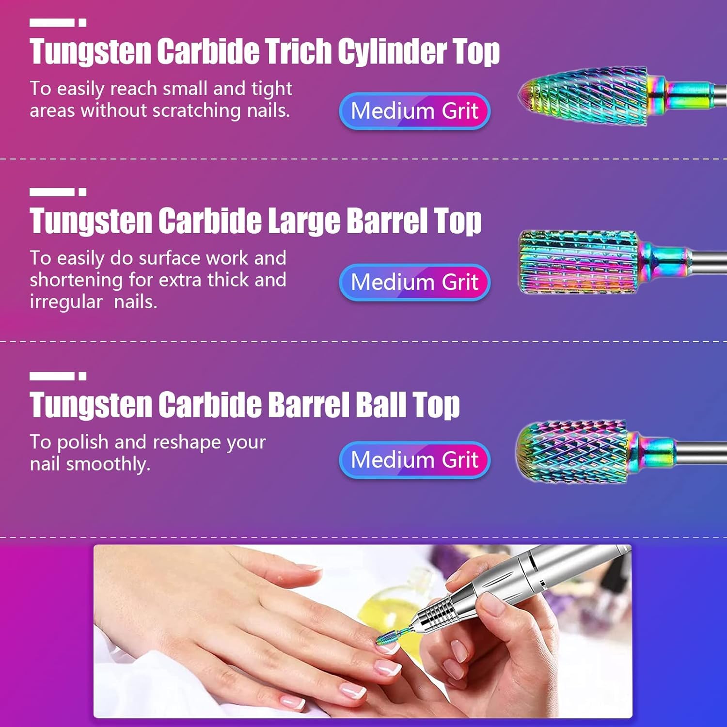 Depvko carbide cuticle bits for efficient prep and removal