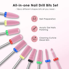 Depvko ceramic nail drill bits with four textures for shaping acrylic and gel.