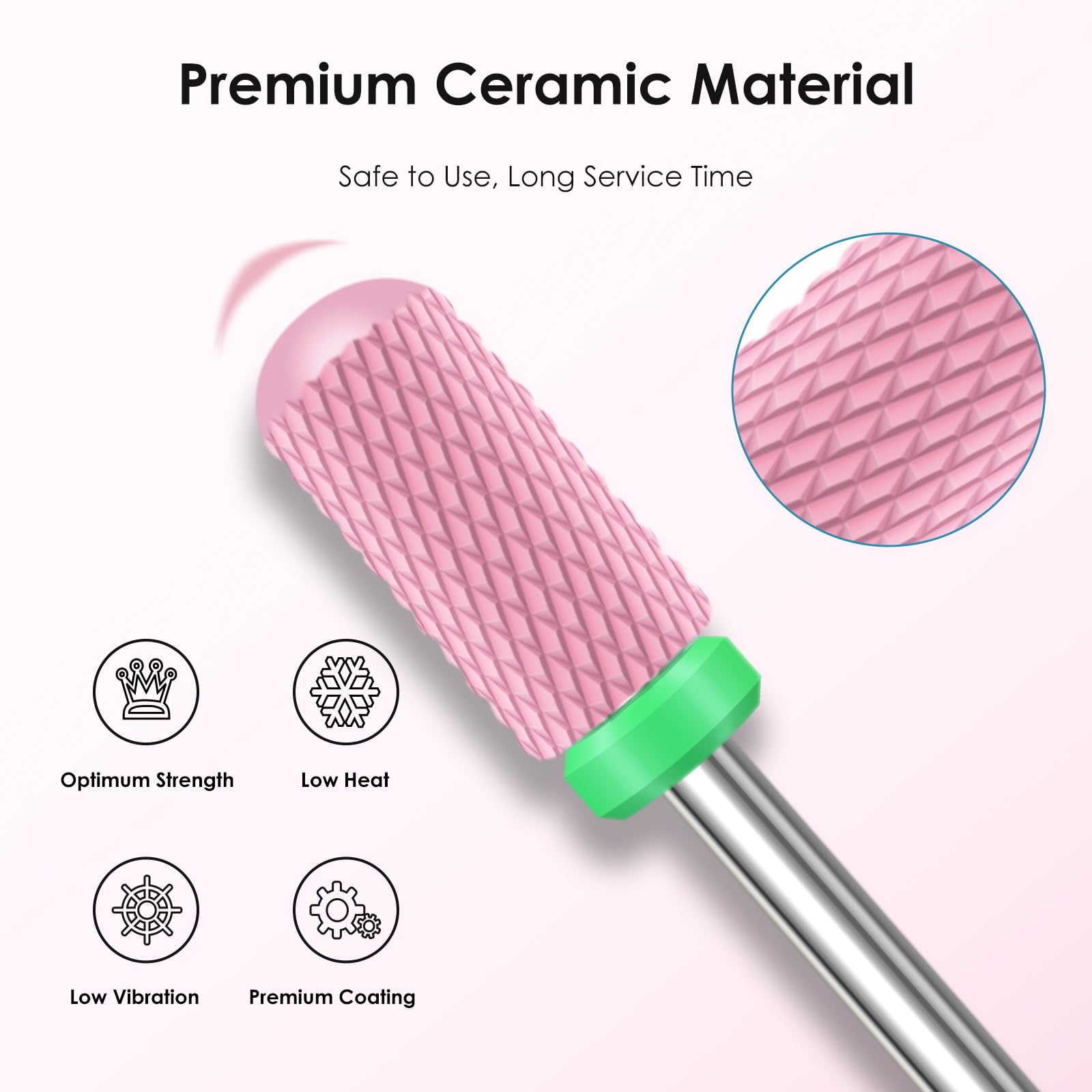 Depvko high-hardness ceramic bits stay cool during nail art sessions.