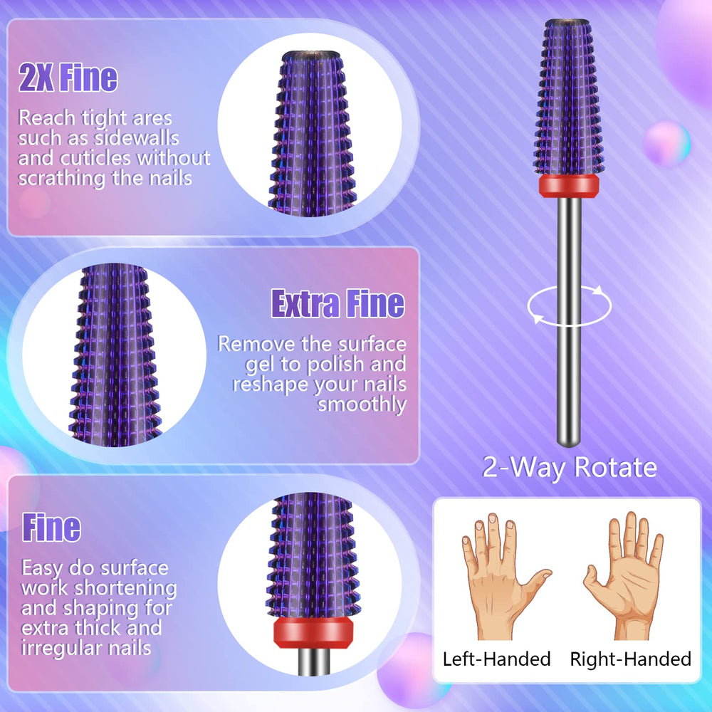 Depvko cone shape carbide bit reaches tight areas and cuticles.