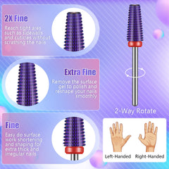 Depvko cone shape carbide bit reaches tight areas and cuticles.