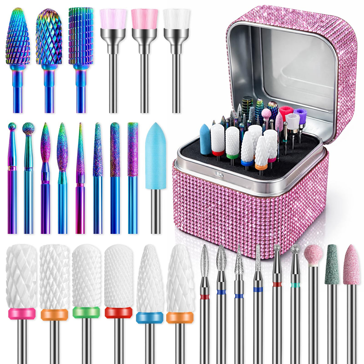 Depvko nail drill bits set in a storage case for organized professional use.