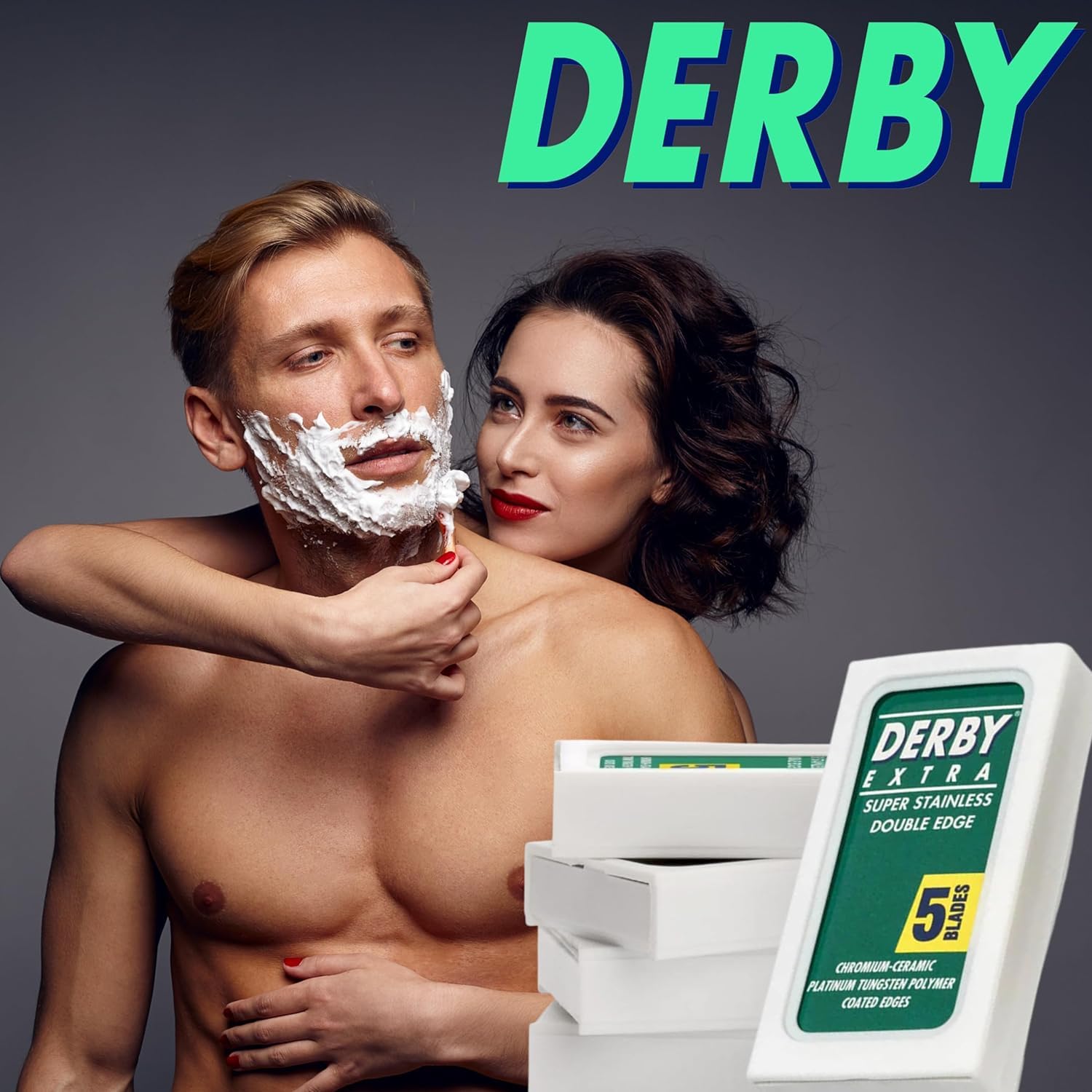 Derby Extra Double Edge Razor Blades close-up edge shows precision potential.