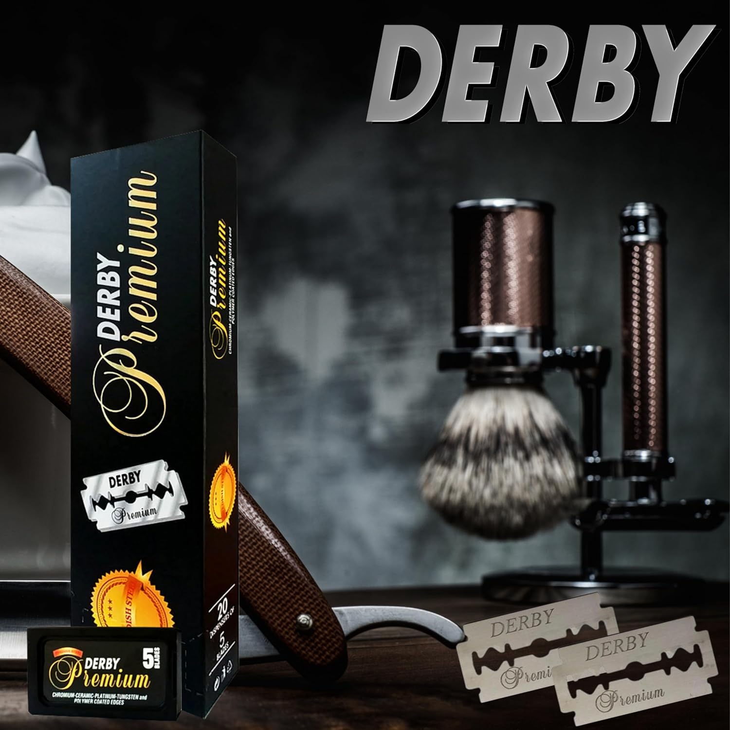 Derby Premium double edge blades pack 7, travel-friendly with compact dispensers
