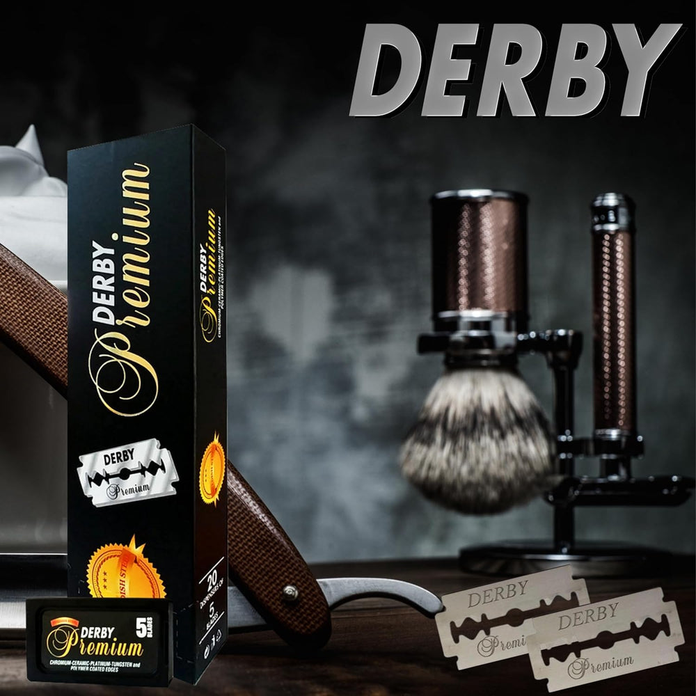Derby Premium double edge blades pack 7, travel-friendly with compact dispensers