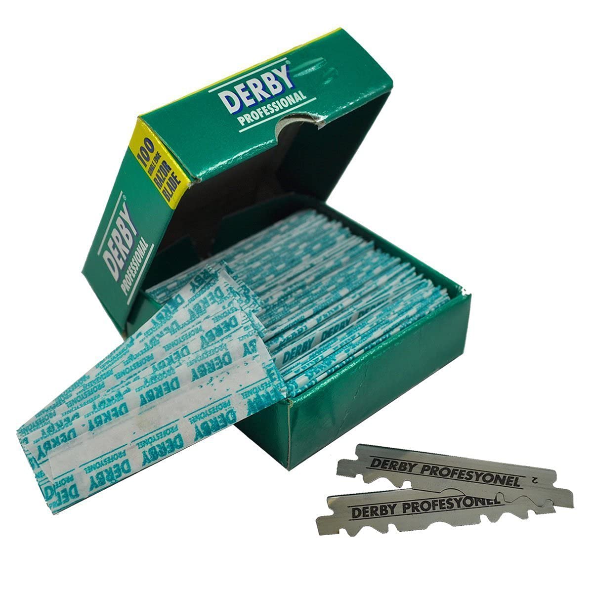 Two packs of 100 Derby blades per pack offer ample supply for frequent shavers.