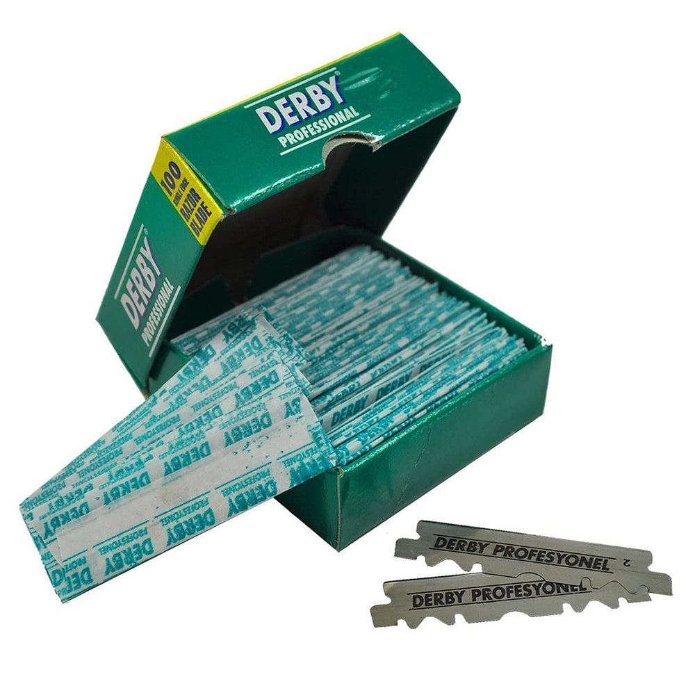 Two packs of 100 Derby blades per pack offer ample supply for frequent shavers.