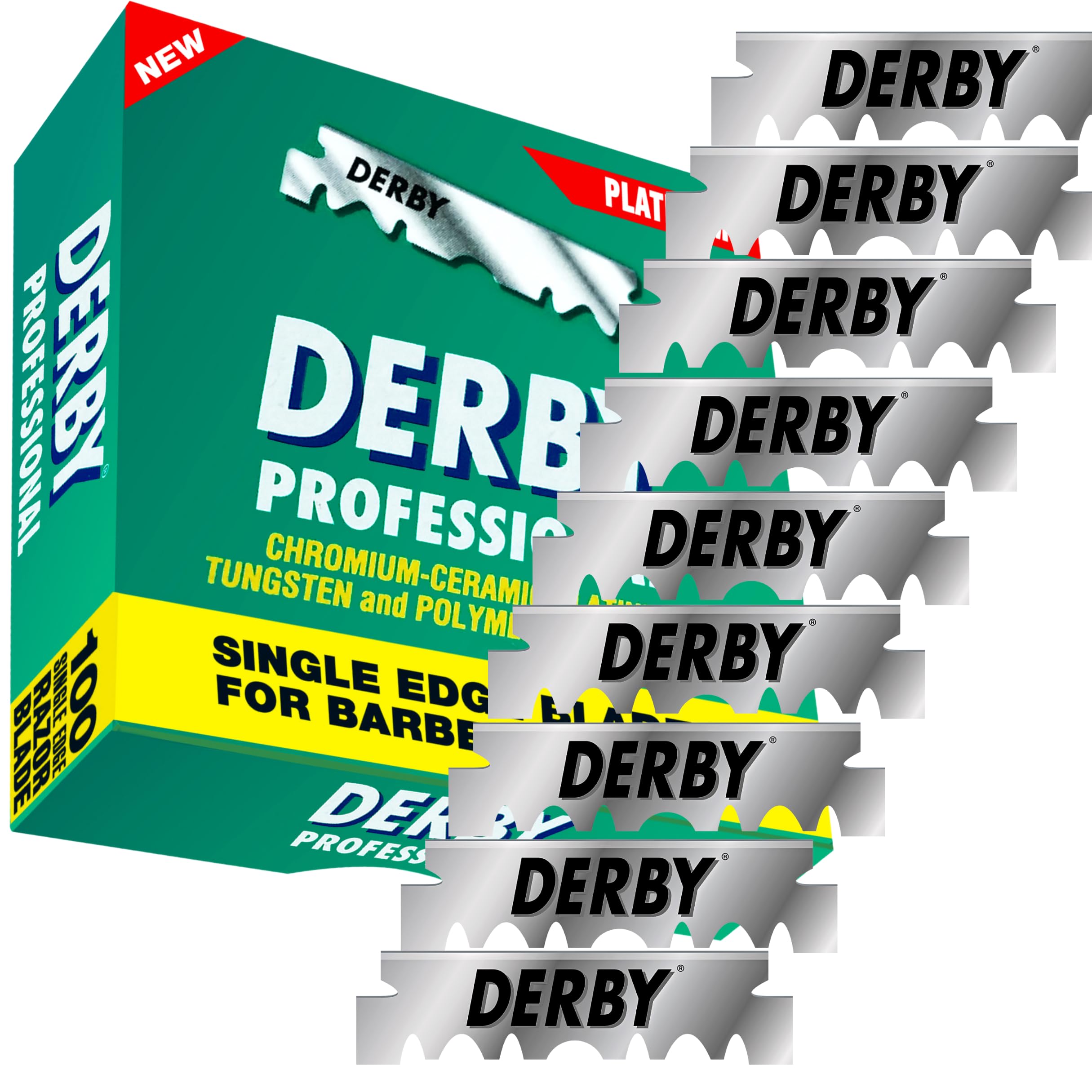 Derby Professional blades pack-back shows bulk 1000-count packaging for convenience.