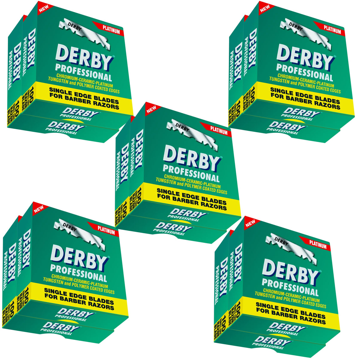 Derby Professional single edge blades pack-front for precise straight razor shaves.