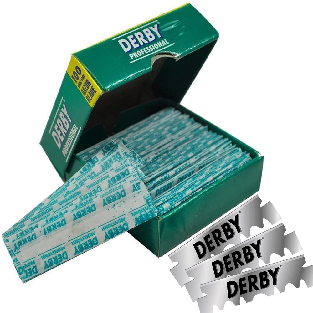 Derby Professional blades pack-open revealing orderly blades ready for use.