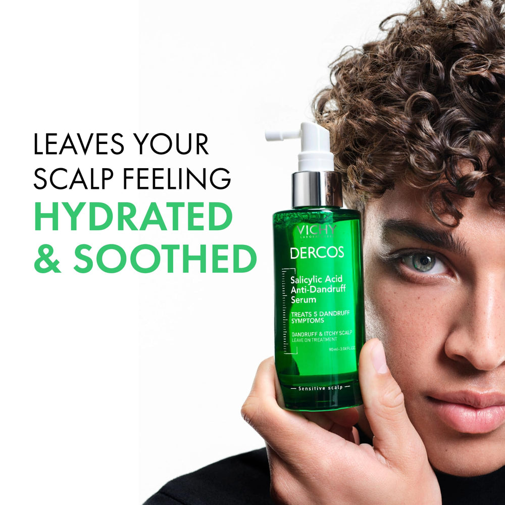 Dercos bottle side-view highlights sleek packaging