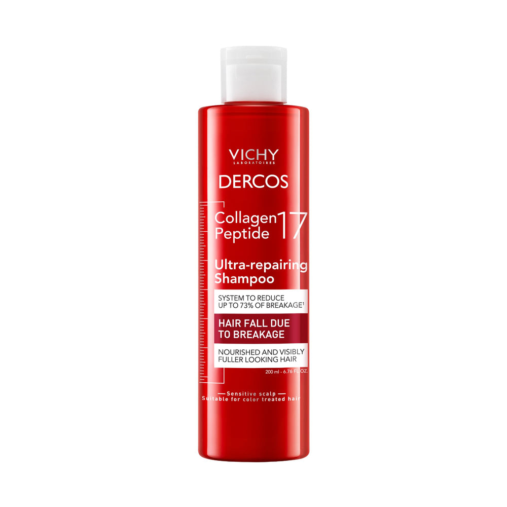 Dercos Collagen Peptide 17 Ultra-Reparador champú en botella fortalece cabellos y minimiza la rotura