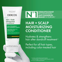 The dercos conditioner tube is squeezed mid-application for even scalp hydration.