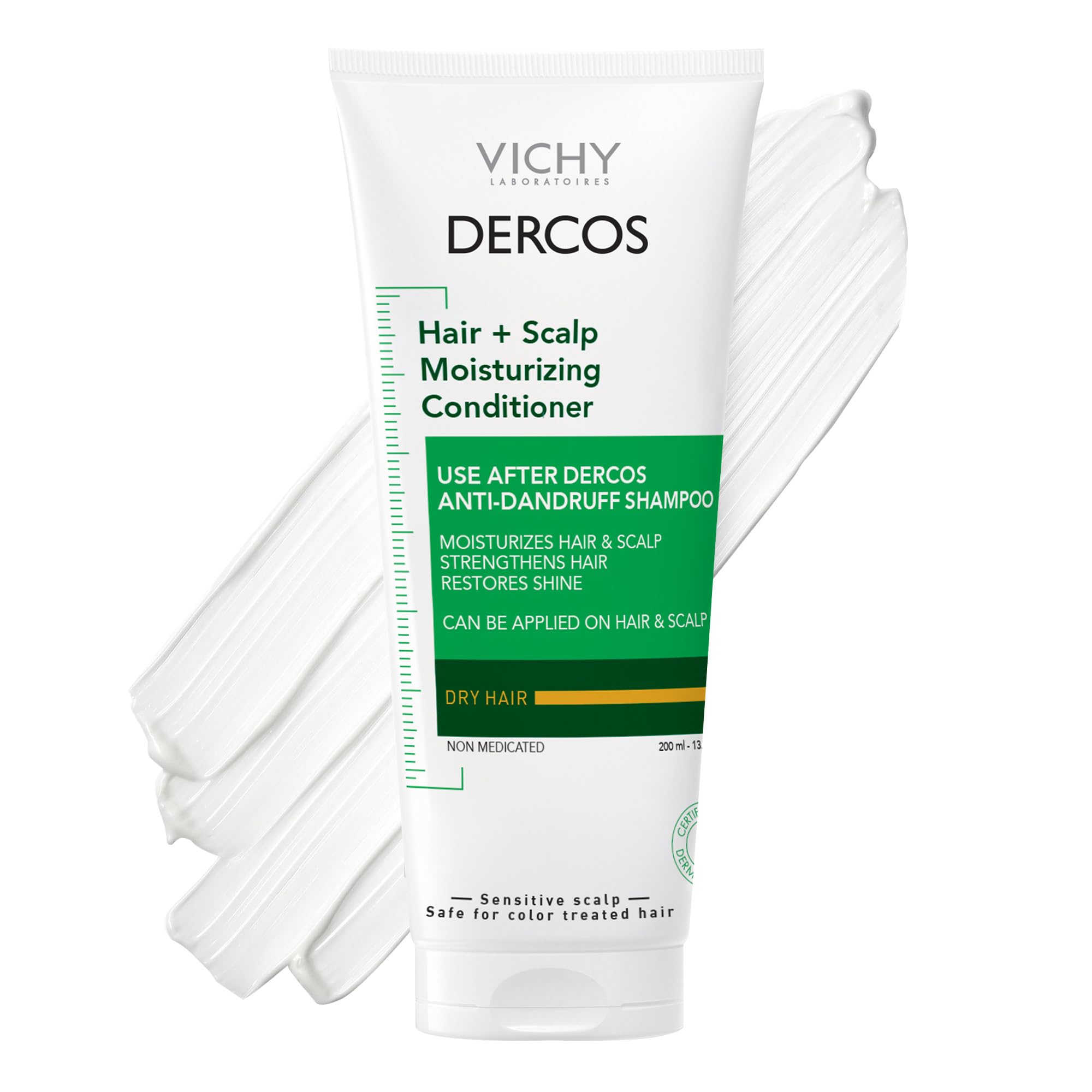 Dercos Hair & Scalp Moisturizing Conditioner bottle ready for use, boosting hydration.