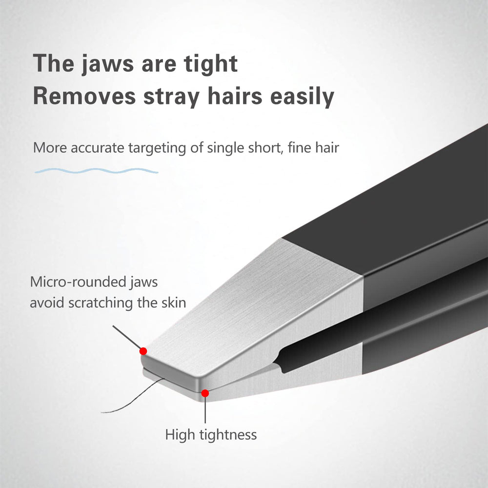 Derlaier tweezers angle head enables close plucking around delicate areas.