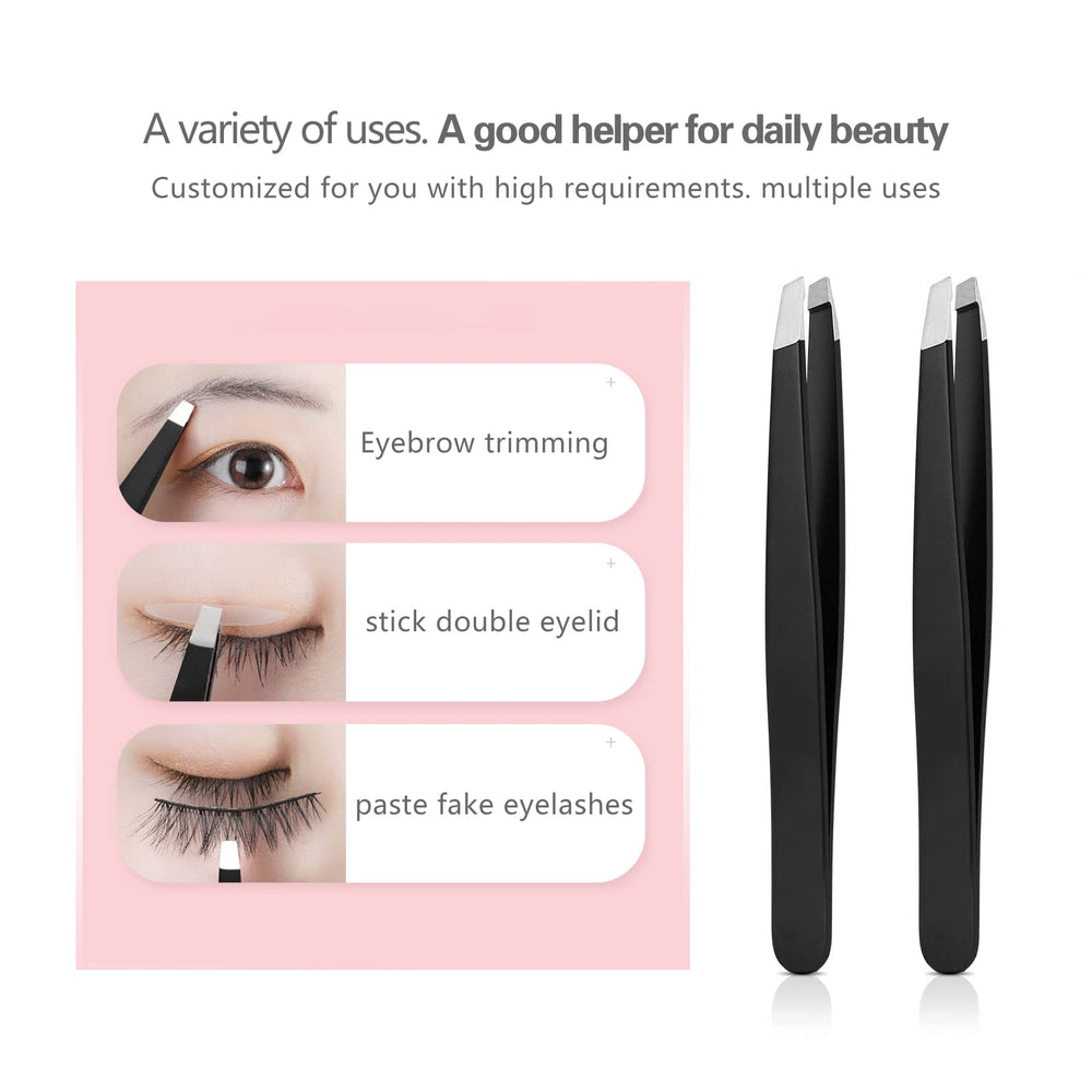 Derlaier tweezers inclined head offers ergonomic grip for steady grooming.
