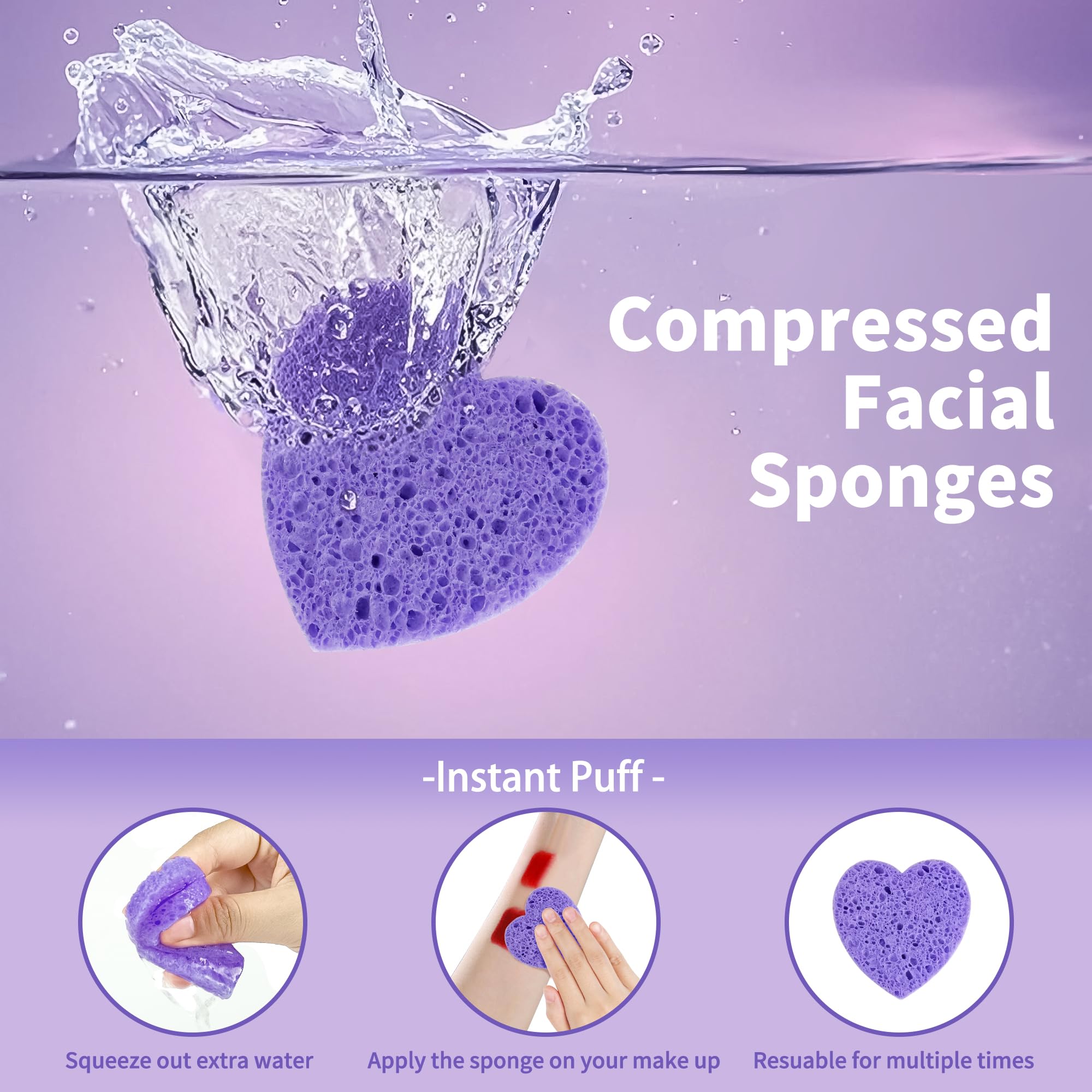 Derloyo compressed sponges expand in water to become soft cleansing tools.