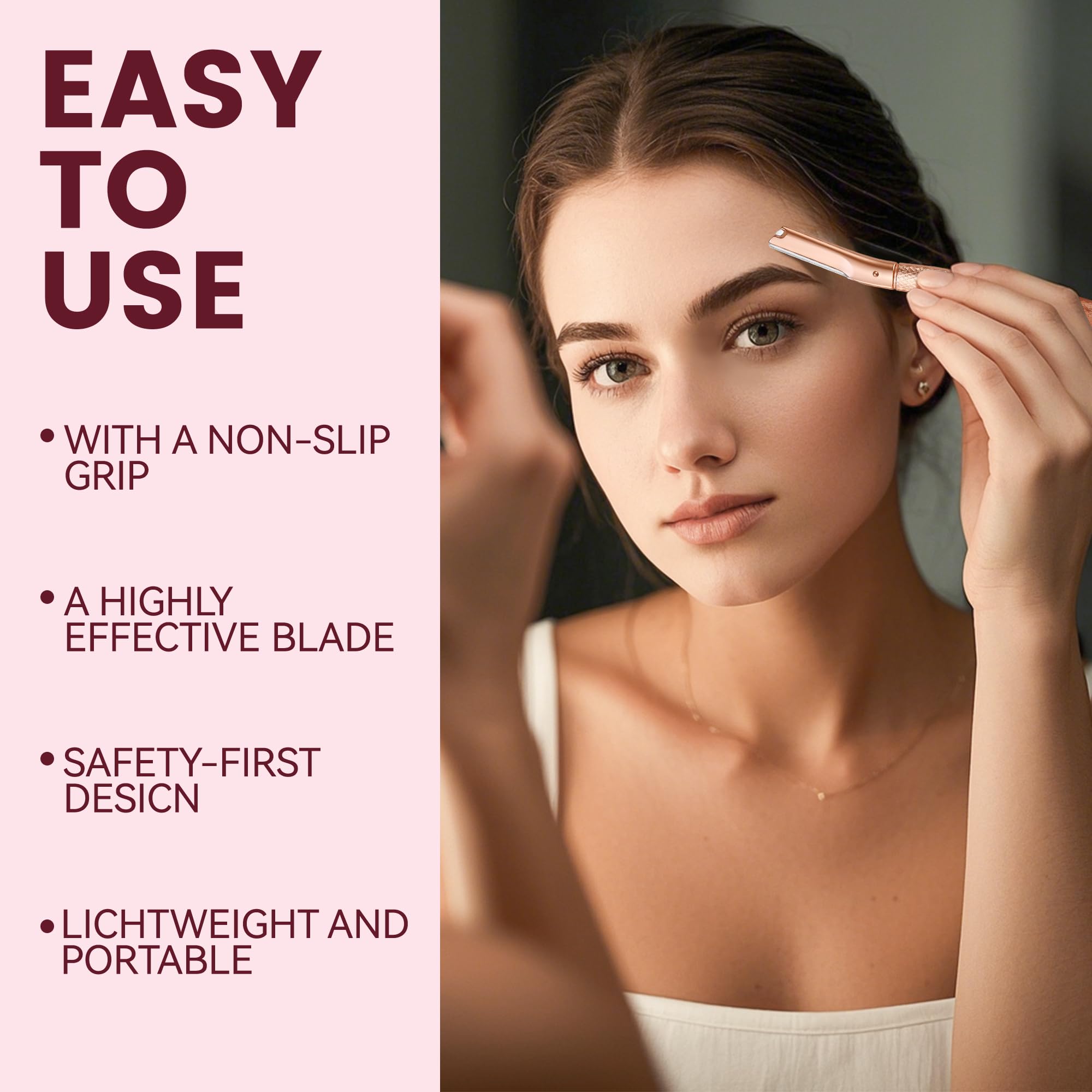 Derloyo multi-functional razor supports brows, face, and body hair with exfoliation.