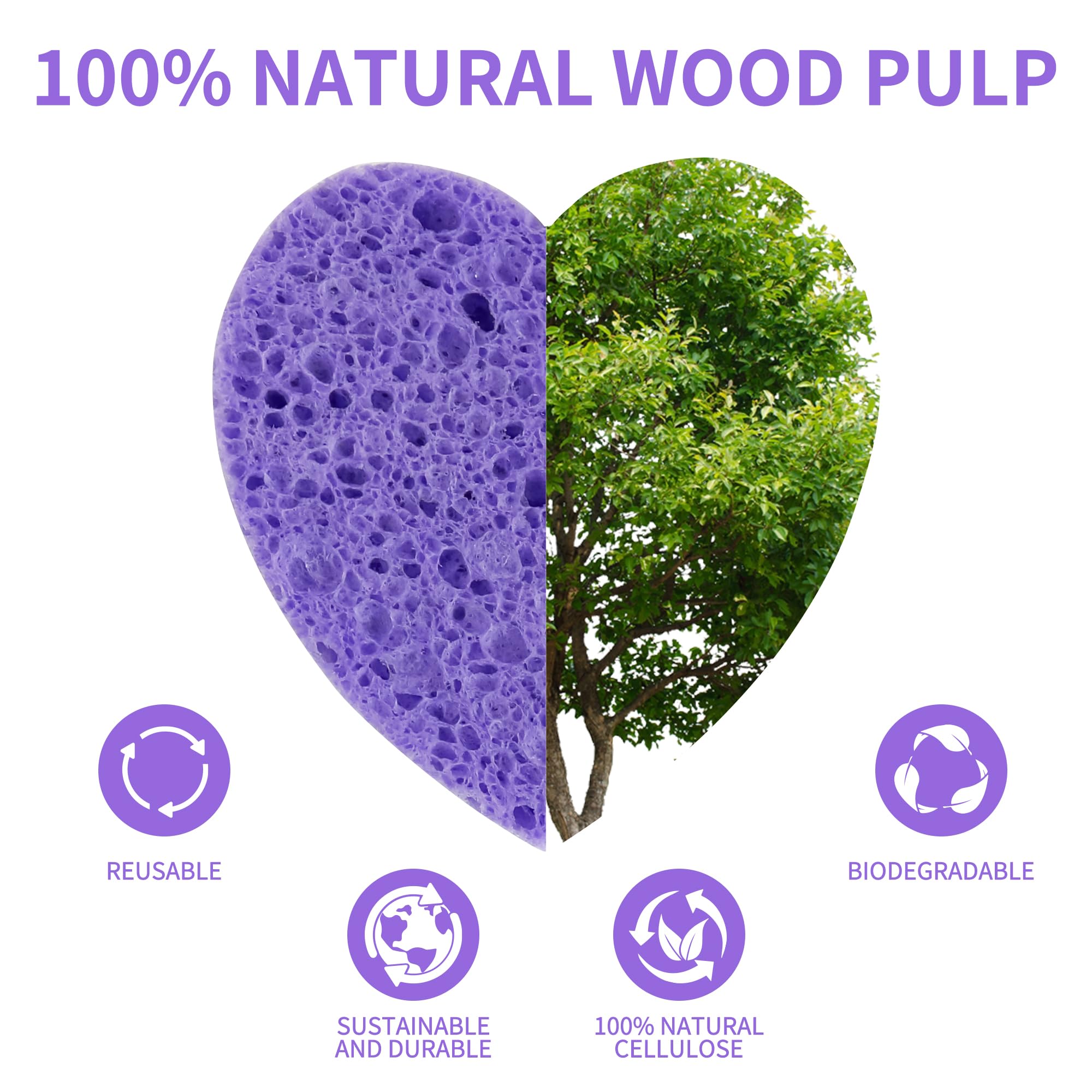Derloyo purple heart sponges come in a 100-count box for routine use.