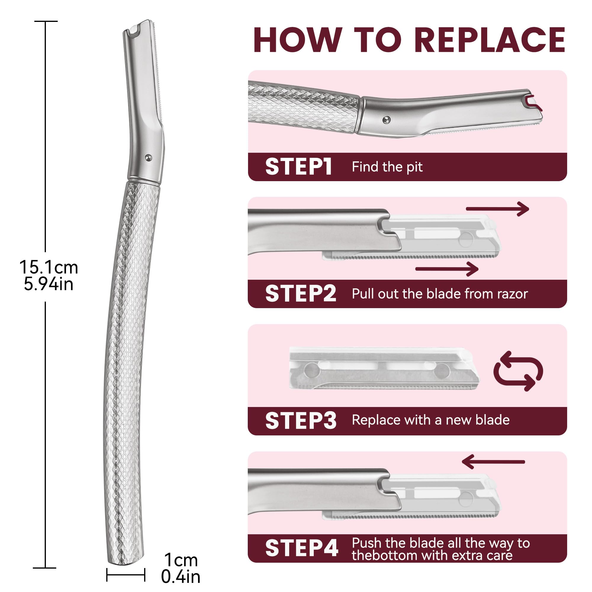 Derloyo Swedish stainless steel blades ensure effective exfoliation and hair removal.