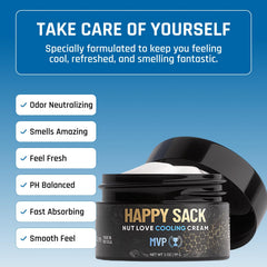 Derm Dude Happy Sack with aloe vera conveys soothing skin benefits.