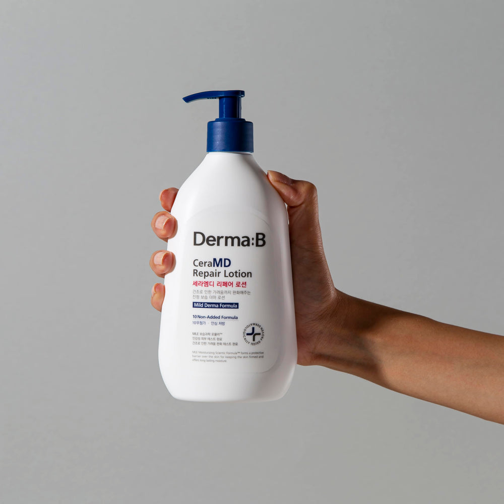 Derma B CeraMD Repair Lotion, frasco de 400 ml para uso diario.
