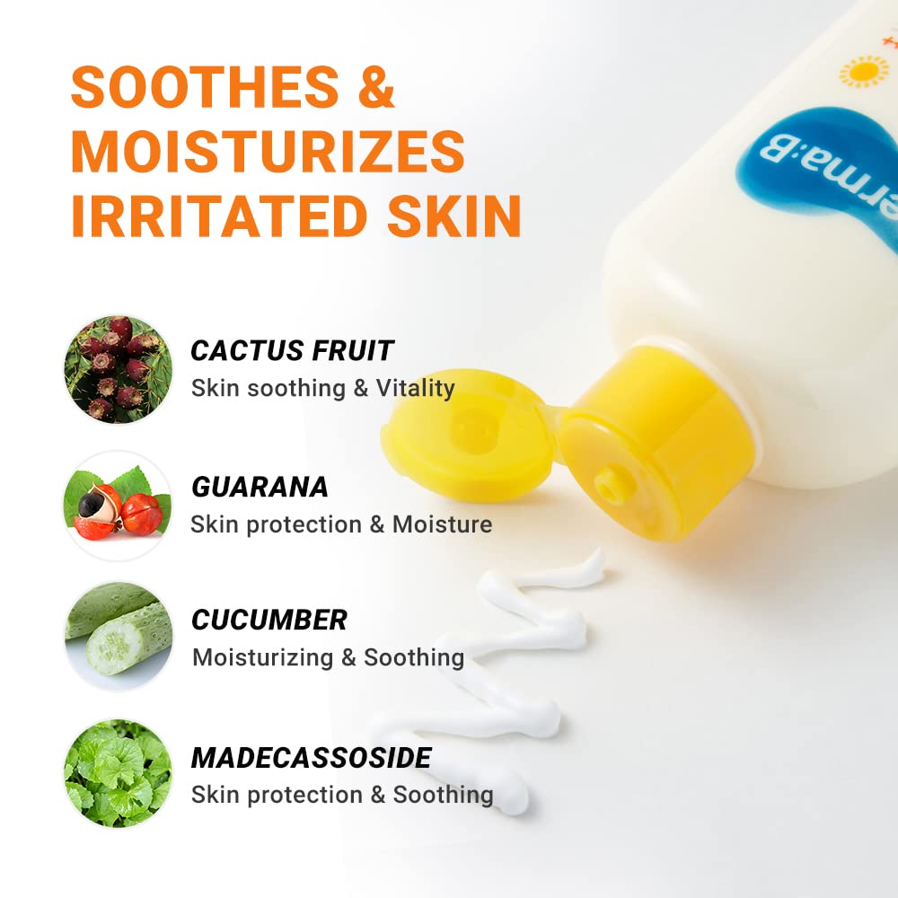 Protector solar sin residuo blanco de Derma B para acabado limpio.