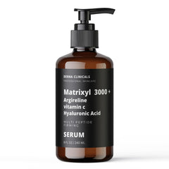 Derma Clinicals serum bottle with pump for easy daily hydration.