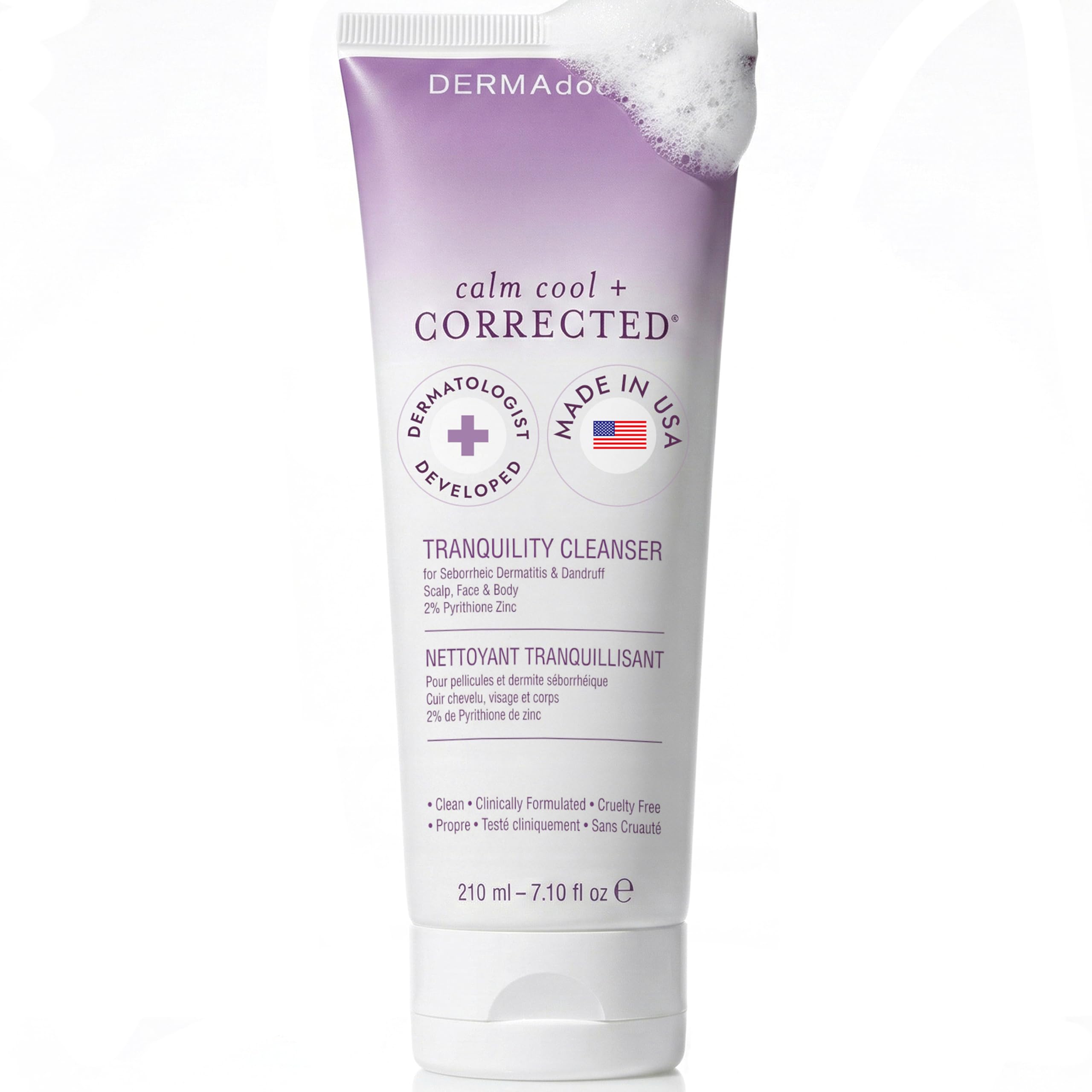 DERMAdoctor seborrheic dermatitis shampoo bottle on sink for scalp cleansing