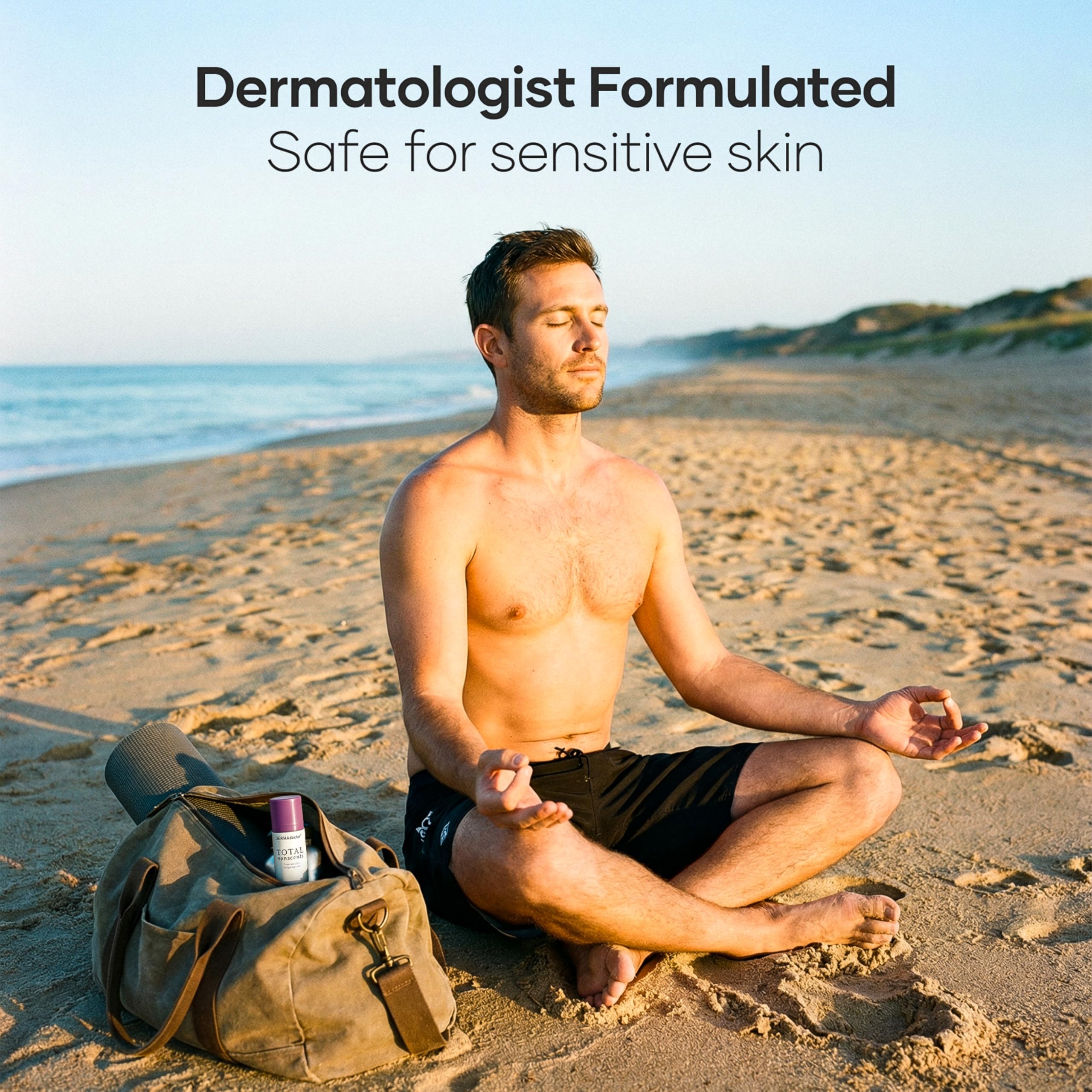 DERMAdoctor Total NonScents hypoallergenic icon confirms dye-free and gentle formulation.