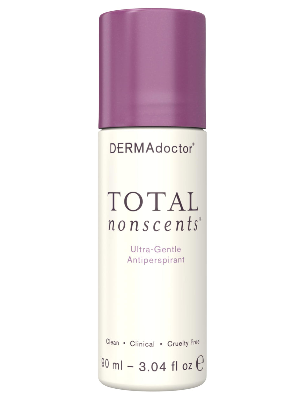 DERMAdoctor Total NonScents bottle front shows unscented protection for sensitive skin.