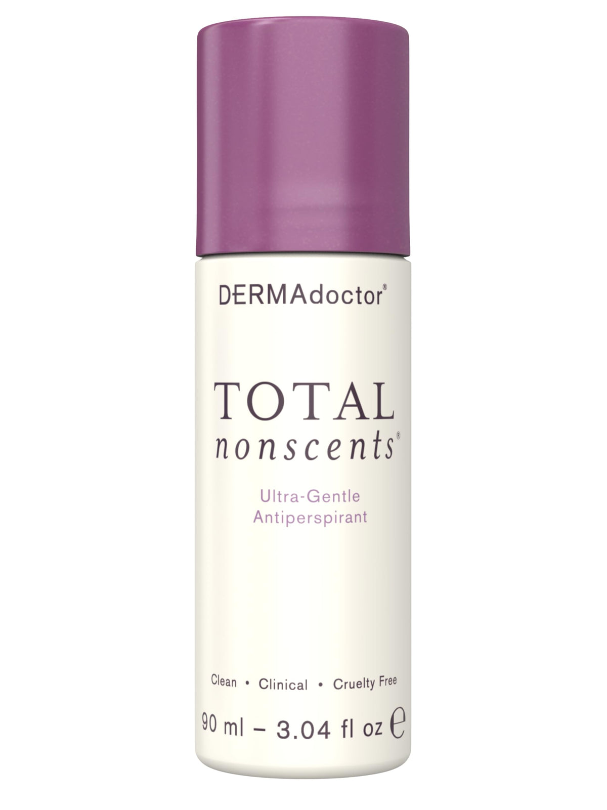 DERMAdoctor Total NonScents bottle front shows unscented protection for sensitive skin.