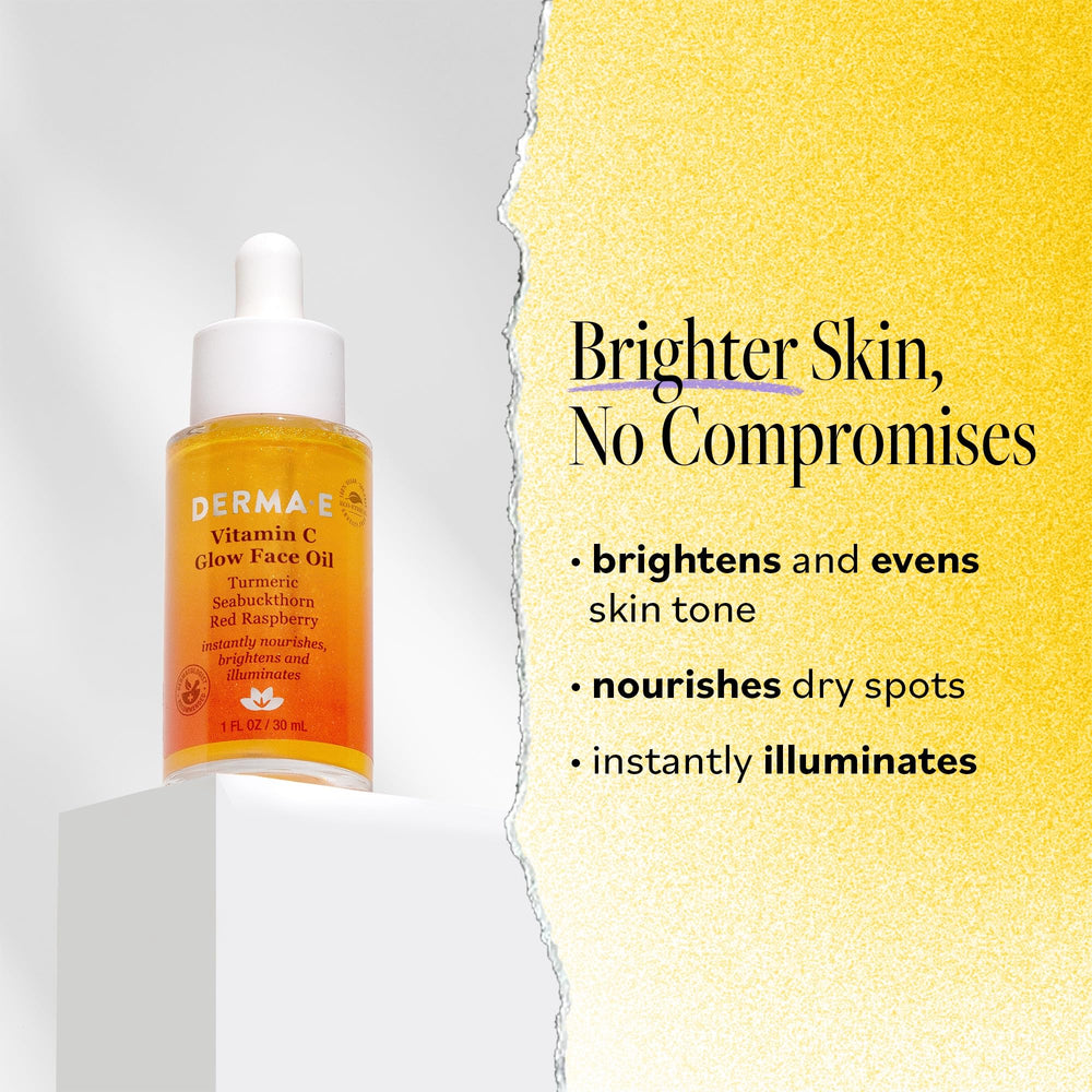Derma E Aceite Brillo Vitamina C: textura suave para piel suave y radiante.