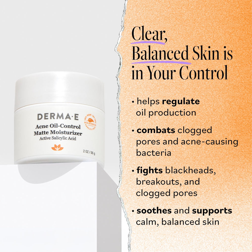 Derma E Acne Oil Control botella con dosificador para uso diario