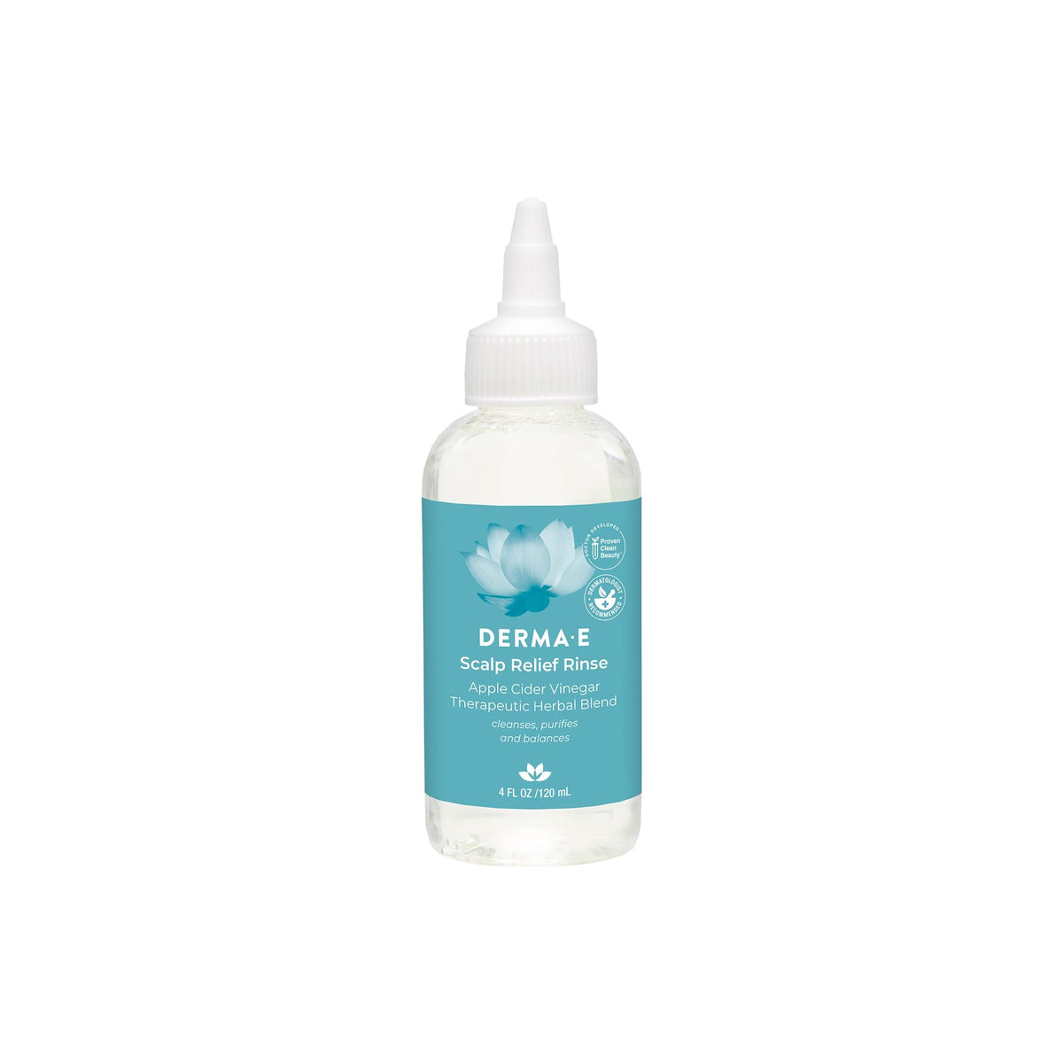DERMA-E enjuague exfoliante capilar en botella limpia suavemente y equilibra el cuero cabelludo
