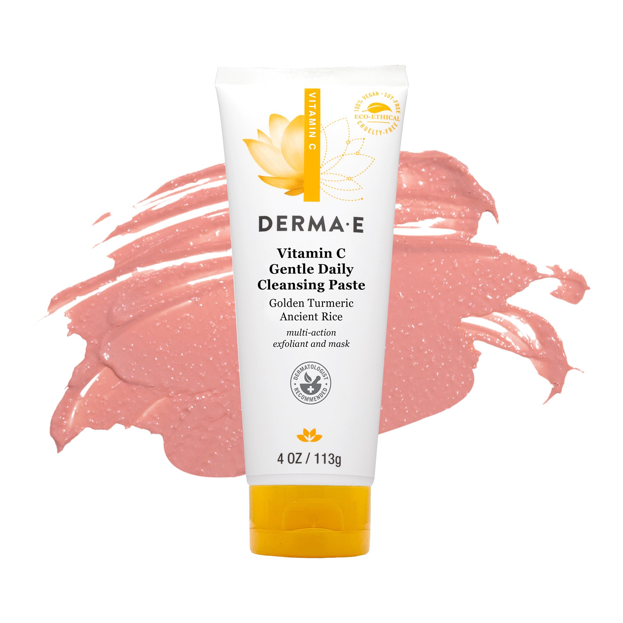 Derma E envase reciclable, cuidado responsable y embalaje sostenible.