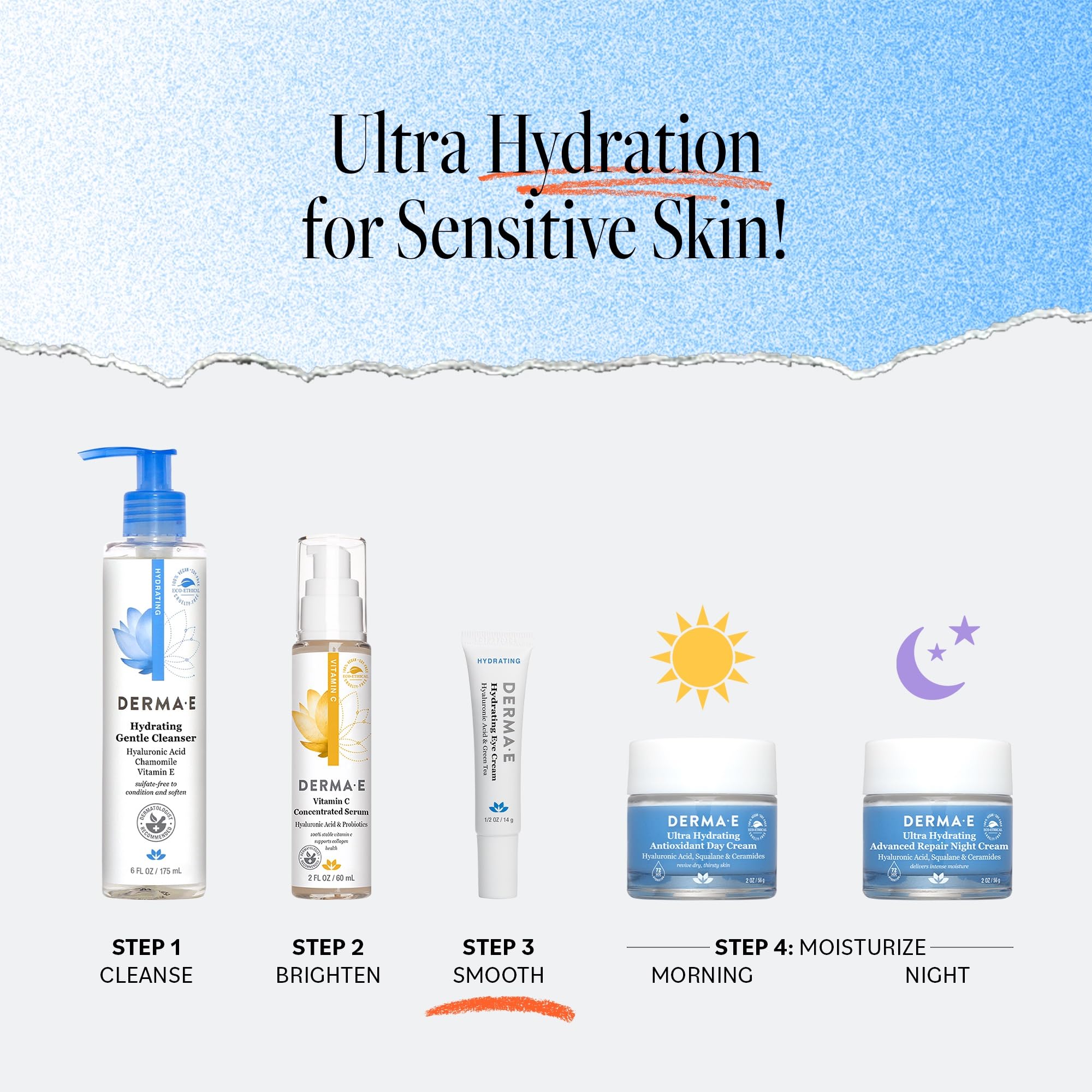 Derma E Hydrating Eye Cream vegana y cruelty-free para cuidado responsable.